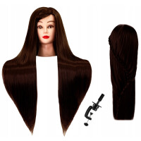 Träningshuvud Iza 90 cm brun, termiskt hår + handtag, frisörkam, träningshuvud