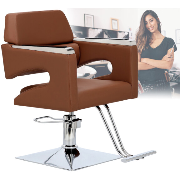 Stol frisör Gaja Brown hydrauliskt roterande fotstöd till frisörsalong frisörstol