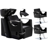 Luna set tvättstuga och 2 x hydraulisk frisörstol med roterande fotstöd till frisörsalong rörlig keramikskål armatur batteri duschmunstycke
