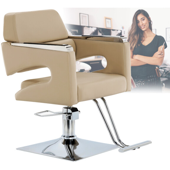 Frisörstol Gaja Grey hydrauliskt roterande fotstöd för frisörsalong frisörstol