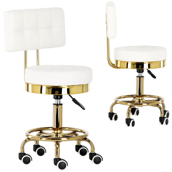 Kosmetik pall med ryggstöd frisörstol vit roterande till salongen