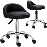 Kosmetisk frisör pall med ryggstöd svart roterande stol hocker SPA mobil