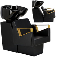 Tvättstuga frisör tvättmaskin barberska Tomas Gold till barberarsalong rörlig keramisk skål armatur batteri duschmunstycke