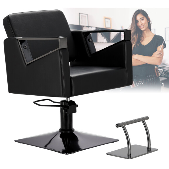 Friseurstol Tomas hydrauliskt roterande till frisörsalong fotstöd kromad frisörstol
