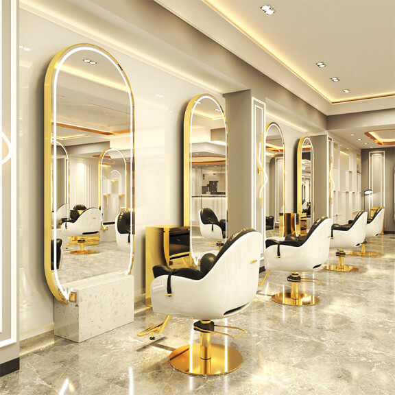 Frisörkonsol barberkonsol frisörspegel LED aluminiumram 200x80 PRO