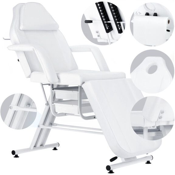 Kosmetisk stol med lådor vit säng spa tatueringsbänk