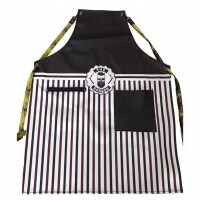 Professionell Skyddsförkläde i nylon för barberare med ränder och dödskallar.