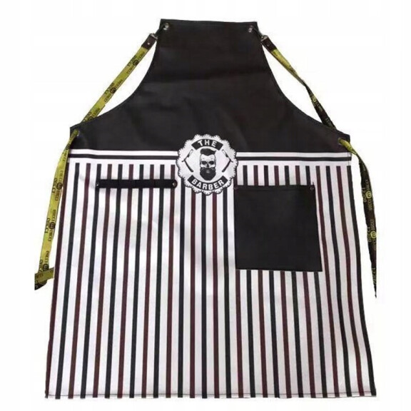 Professionell Skyddsförkläde i nylon för barberare med ränder och dödskallar.
