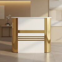 Frisör receptionsdisk lackerad Lexa 120 cm kosmetik för salong SPA-skåp guld