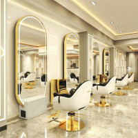 Frisörkonsol barberkonsol frisörspegel LED aluminiumram 200x80 PRO