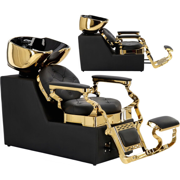 Myjna myjka frizerska barberska Bari Gold za frizerski salon pokretna keramička zdjela armatura baterija tuš.