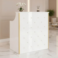Reception frisör lackerad Diamond Com 100 cm kosmetisk för salongen VIT