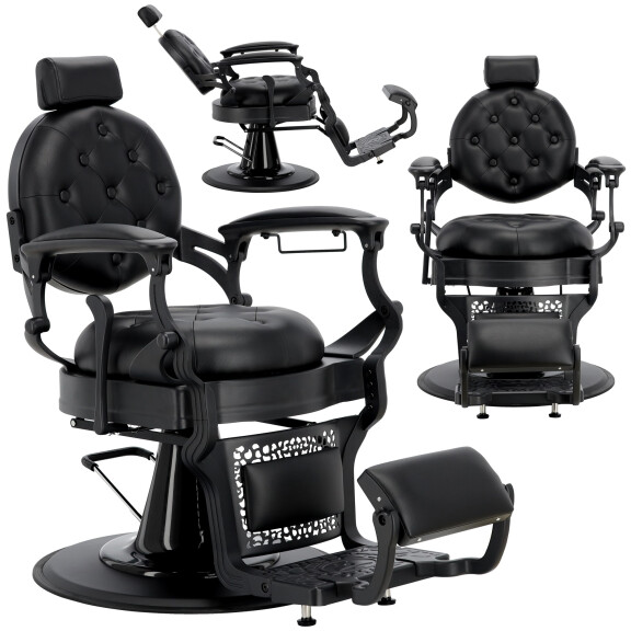 Friseurstol hydraulisk barberarstol för barberarsalongen barber shop Logan Black Barberking