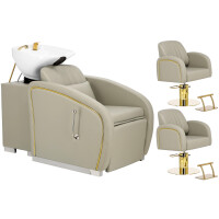 Imperium set frisörtvätt och 2 x hydraulisk roterande frisörstol fotstöd för frisörsalong tvättställ rörlig keramisk skål armatur batteri...