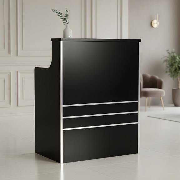 Lackerad frisörreception Alexa 80 cm kosmetisk för salong SPA-kontor svart