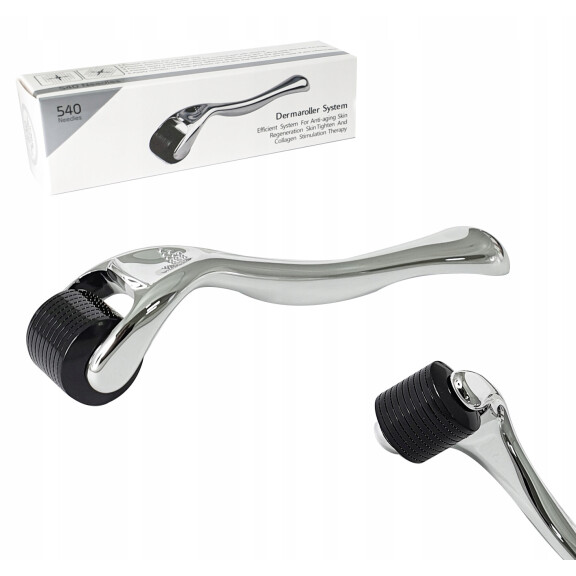 Derma roller 540 neulaa 0,2 mm dermaroller teräs hopea