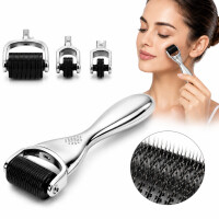 Set derma roller body face eyes dermaroller 3in1 teräs hopea 3 kpl