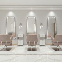 Kampaamokonsoli parturikonsoli kosmetiikkakonsoli peili LED alumiinikehys 180x80 STD