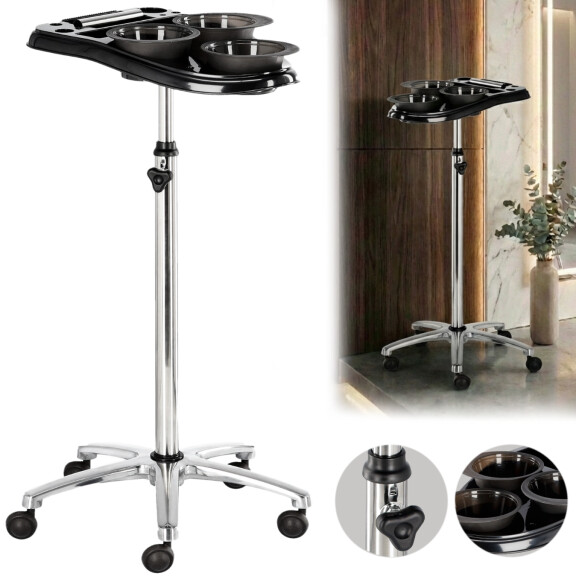Kampaaja-apulainen väriaineiden kuljetuspöytä pyörillä T0152 kauneussalonkiin jalustalla oleva pöytä