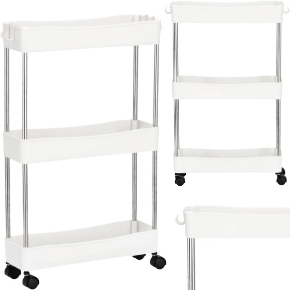 Kosmetiikka-apulainen kampaamoon universaali kaappi kärry pöytä pyörillä valkoinen HL-6413-WHITE