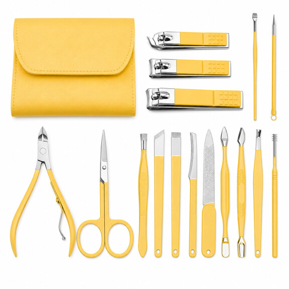 Manikyyrisetti, leikkurit, sakset, manikyyrisetti, manikyyrisarja 42069-YELLOW
