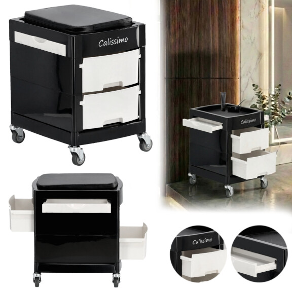 Kampaaja-apulainen väriaineiden kuljetuspöytä pyörillä X16-1 kauneussalonkiin laatikollinen kaappi