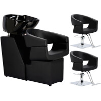 Coco Set kampaajan pesupöytä ja 2 x kääntyvä hydraulinen kampaajan tuoli kampaamo salonki pesukone liikkuva kulho keraaminen sekoitin hana...