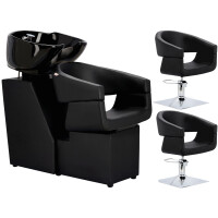 Coco Set kampaajan pesupöytä ja 2 x kääntyvä hydraulinen kampaajan tuoli kampaamo salonki pesukone liikkuva kulho keraaminen sekoitin hana...