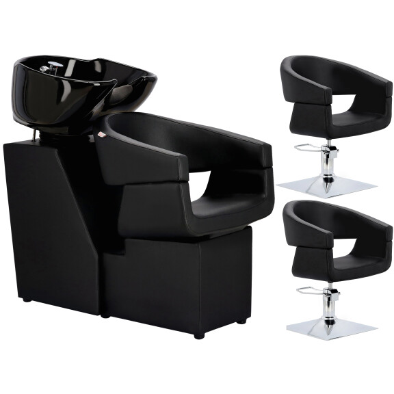 Coco Set kampaajan pesupöytä ja 2 x kääntyvä hydraulinen kampaajan tuoli kampaamo salonki pesukone liikkuva kulho keraaminen sekoitin hana...