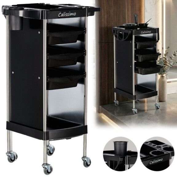 Kampaaja-apulainen väriaineiden kuljetuspöytä pyörillä X11-A kauneussalonkiin laatikollinen kaappi