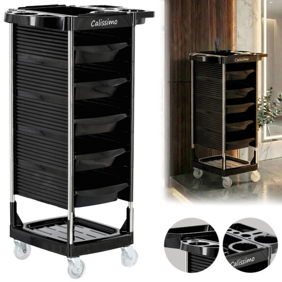 Kampaaja-apulainen väriaineiden kuljetuspöytä pyörillä X8-2 kauneussalonkiin laatikollinen kaappi