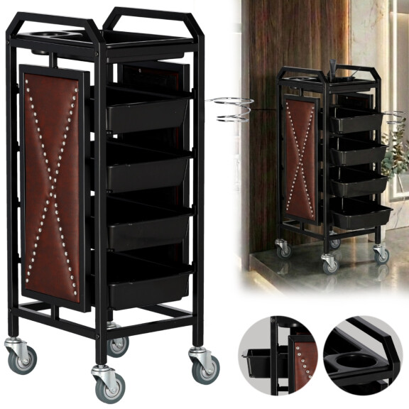 Kampaaja-apulainen väriaineiden kuljetuspöytä pyörillä W-X167 kauneussalonkiin laatikollinen kaappi