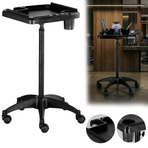 Kampaaja-apulainen väriaineiden kuljetuspöytä pyörillä T0193 kauneussalonkiin jalustalla oleva pöytä