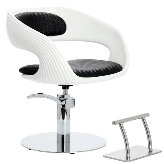 Hydraulinen kampaamotuoli pyörivä kampaamoon kromattu jalkatuki kampaamotuoli