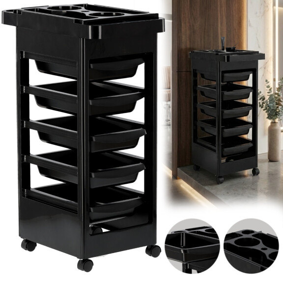 Kampaamoapulainen kärry pyörillä värjäykseen BG1-1200 kauneushoitolaan laatikostolla varustettu kaappi