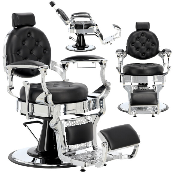 Logan Black Silver Barberking hydraulinen parturintuoli parturiliikkeeseen