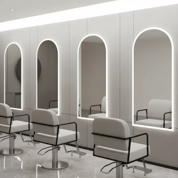 Kampaamokonsoli parturikonsoli kampaamopeili LED 170x70 PRO akryyli