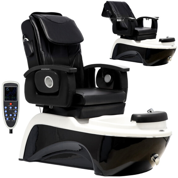 Sähköinen kosmetiikkatuoli jalkahieronnalla pedikyyriä varten SPA-salongissa musta