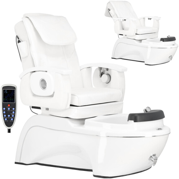 Sähköinen kosmetiikkatuoli jalkahieronnalla pedikyyriä varten SPA-salongissa valkoinen