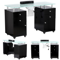 Työpöytä kosmetiikkapöytä manikyyripöytä imurilla musta