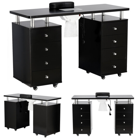 Työpöytä kosmetiikkapöytä manikyyripöytä imurilla musta