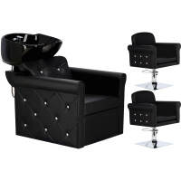 Milo Setti pesula kampaamo ja 2 x hydraulinen pyörivä kampaajan tuoli kampaamoon liikkuva keramiikkakulho hanat suihkupää