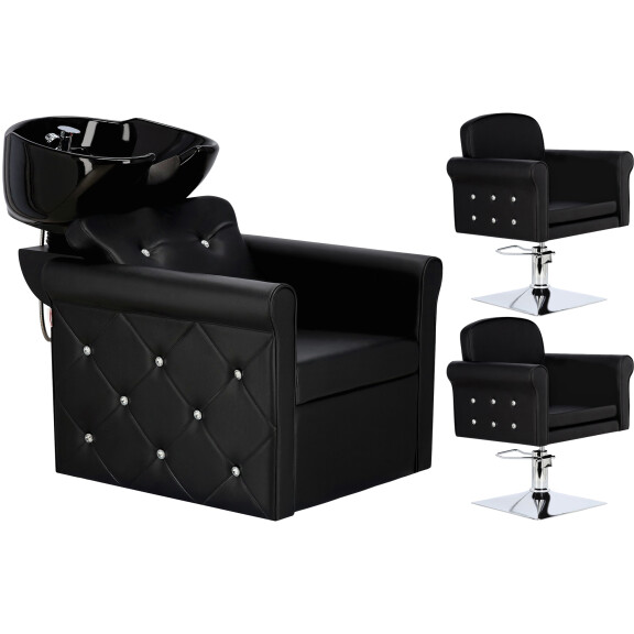 Milo Setti pesula kampaamo ja 2 x hydraulinen pyörivä kampaajan tuoli kampaamoon liikkuva keramiikkakulho hanat suihkupää