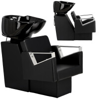 Parturi pesuasema musta Tomas parturi-kampaamo kampaamo salonki liikkuva kulho keraaminen sekoitin hana käsiasennossa