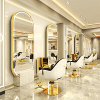 Kampaamokonsoli parturikonsoli kampaamopeili LED alumiinikehys 200x80 STD