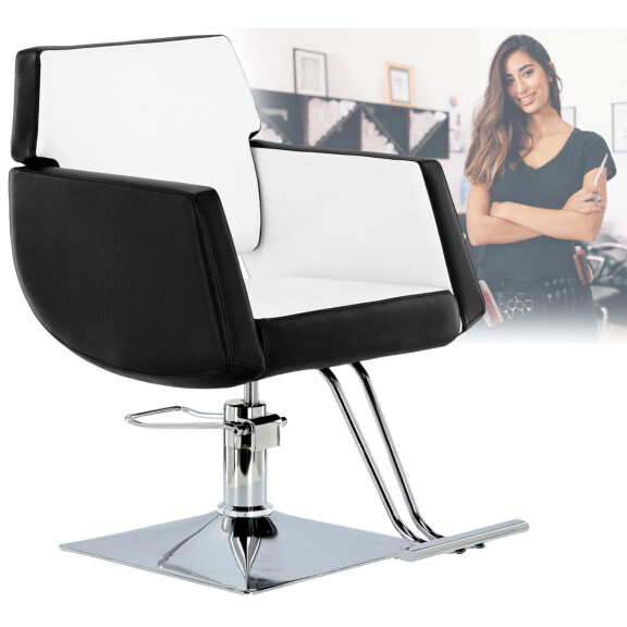 Chloe kampaamotuoli hydraulinen pyörivä kampaamoon kromattu jalkatuki kampaamotuoli