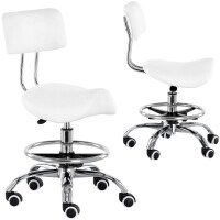 Kosmeettinen jakkara satula selkänojalla nojatuoli valkoinen