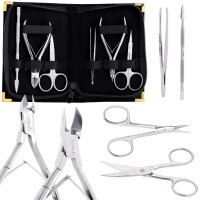 Manikyyri-pedikyyri kosmetiikkasetti kynsileikkurit kynsinauhatyökalu kynsisakset pinsetit SPA-salonkiin hopea