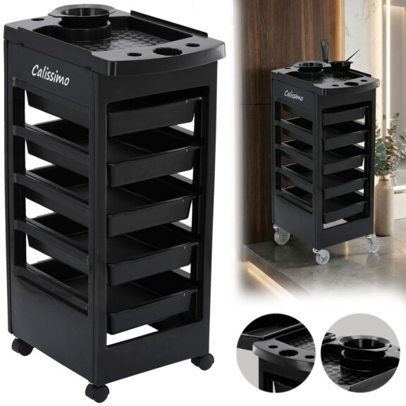 Kampaaja-apulainen väriaineiden kuljetuspöytä pyörillä ST008 kauneussalonkiin laatikollinen kaappi