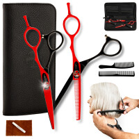 GEPARD kampa hiustenleikkaussarja, jossa on oikeakätiset ohutleikkurit ja sakset 6,0 + suojakotelo, hiusharjat, hiustenleikkauslinja Superior...